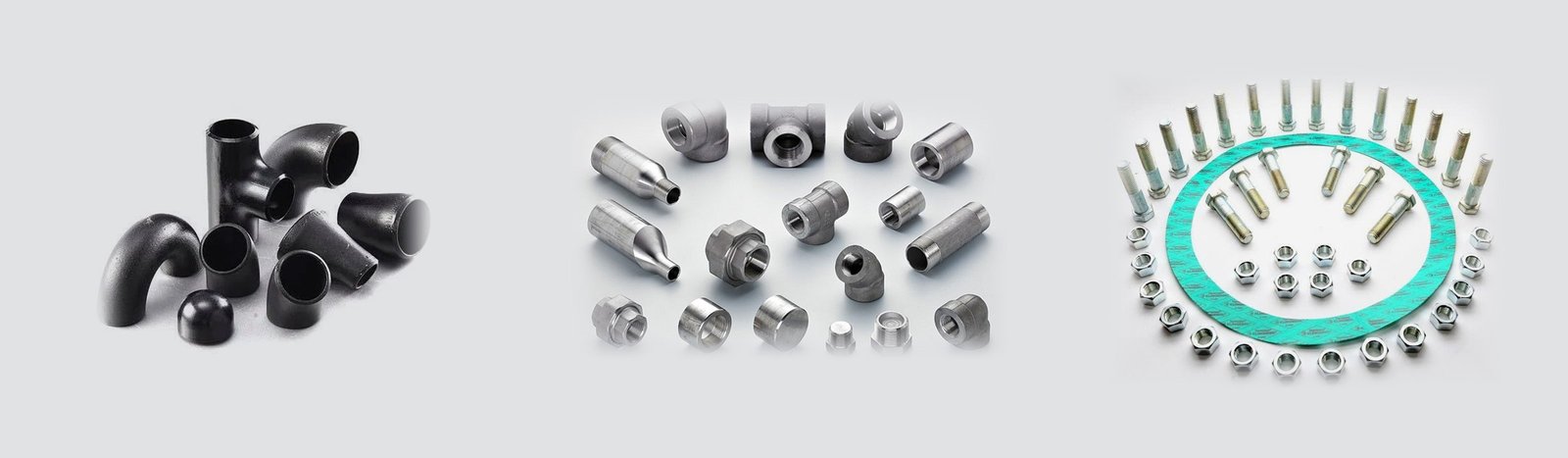 Butt-weld fittings, forged fittings, and stud bolts with a gasket