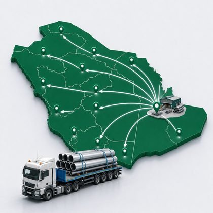 Map of the Kingdom with supply routes radiating from the Al-Khobar yard