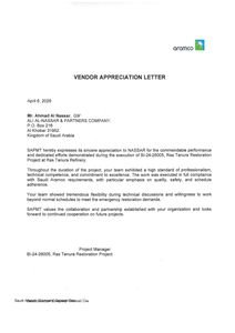 Saudi Aramco appreciation letter, 2026